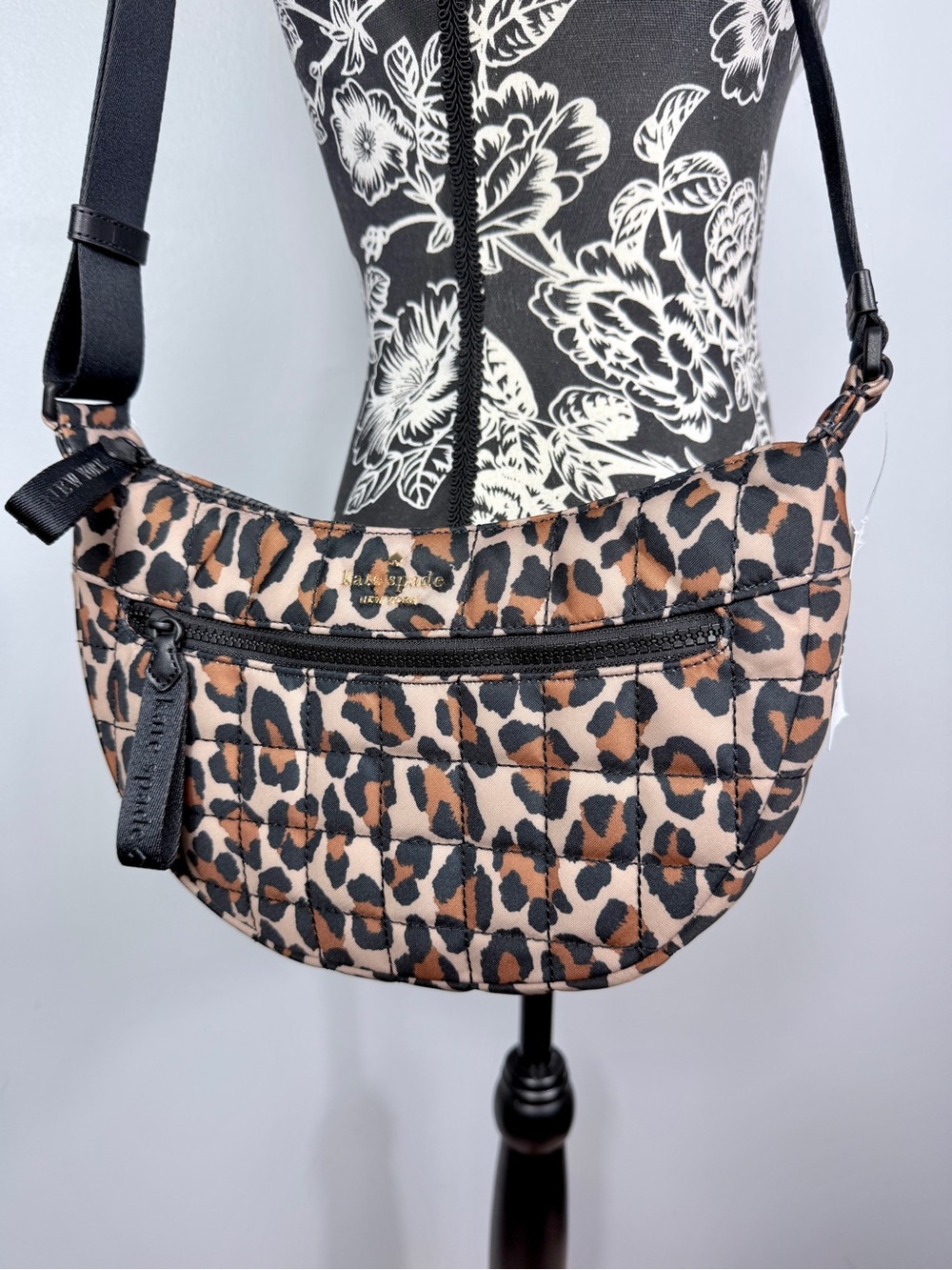 NWT Kate Spade New York spotted leopard
Camden quilted sling bag size large